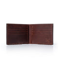 Mens Wallet Horizontal Minimalist Semi Oiled Cowhide Leather Two Wing Handmade Stitching - Brown 63_021H002_CAF171028_4