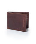 Mens Wallet Horizontal Minimalist Semi Oiled Cowhide Leather Two Wing Handmade Stitching - Brown 63_021H002_CAF171028_5
