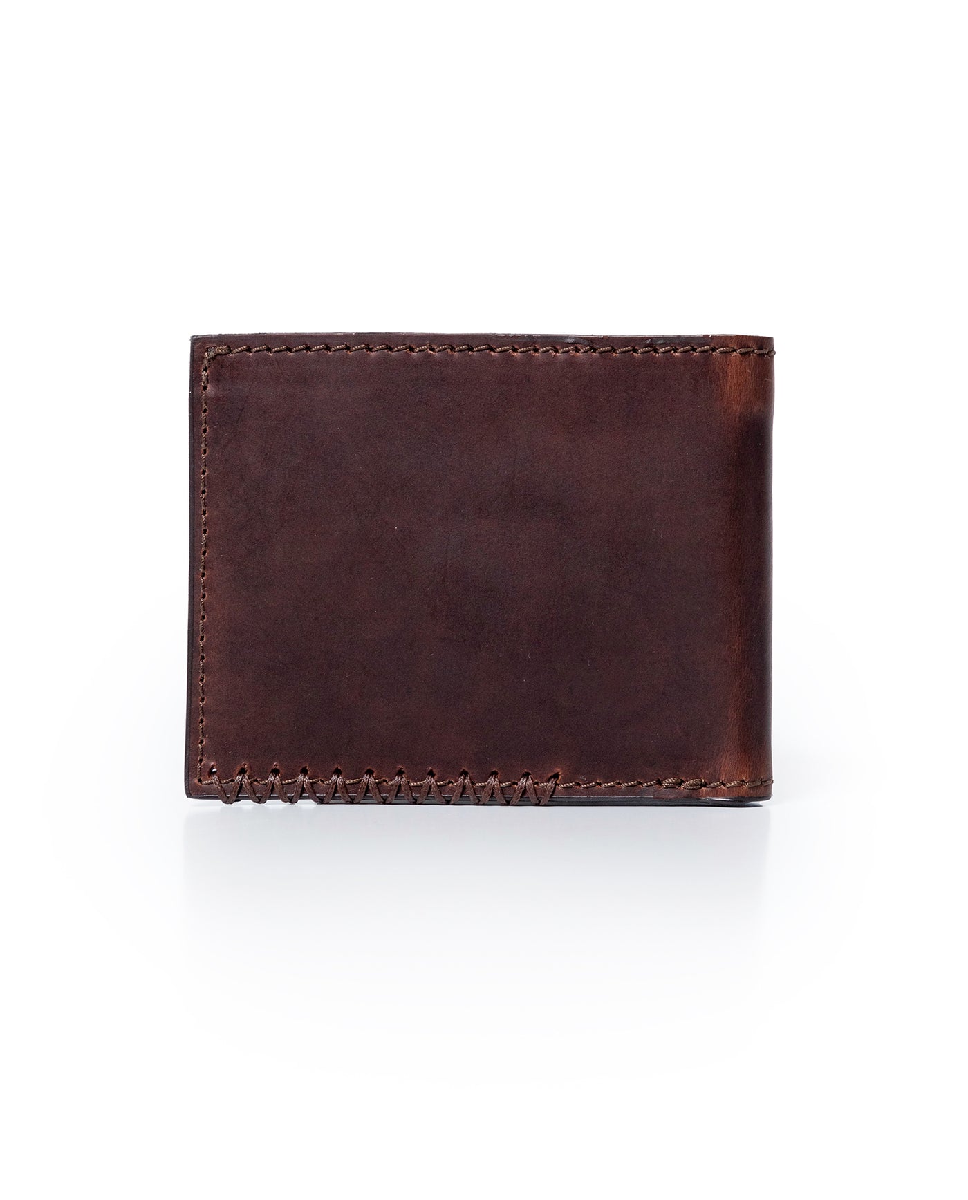 Mens Wallet Horizontal Minimalist Semi Oiled Cowhide Leather Two Wing Handmade Stitching - Brown 63_021H002_CAF171028_6