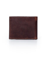 Mens Wallet Horizontal Minimalist Semi Oiled Cowhide Leather Two Wing Handmade Stitching - Brown 63_021H002_CAF171028_6