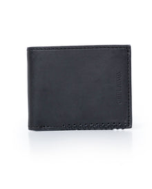 Mens Wallet Horizontal Minimalist Semi Oiled Cowhide Leather Two Wing Handmade Stitching - Black 63_021H002_NEG194007_0