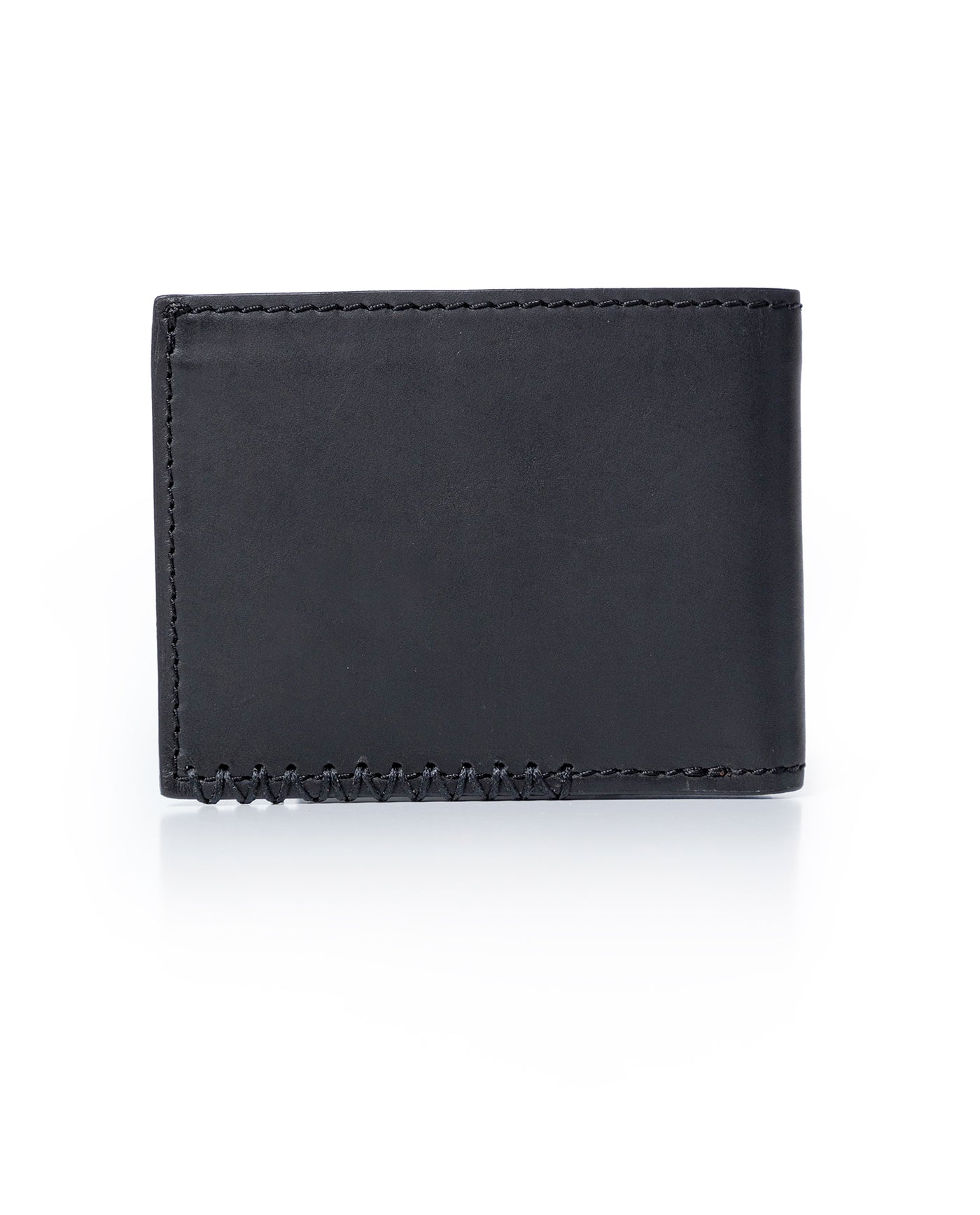 Mens Wallet Horizontal Minimalist Semi Oiled Cowhide Leather Two Wing Handmade Stitching - Black 63_021H002_NEG194007_6