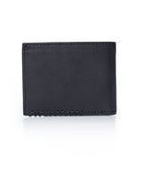 Mens Wallet Horizontal Minimalist Semi Oiled Cowhide Leather Two Wing Handmade Stitching - Black 63_021H002_NEG194007_6