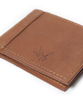 Mens Wallet Horizontal Aniline Aged Cowhide Leather Two Wing Artisan Flap Embossed Duck - Brown 63_021H004_CAF181336_4