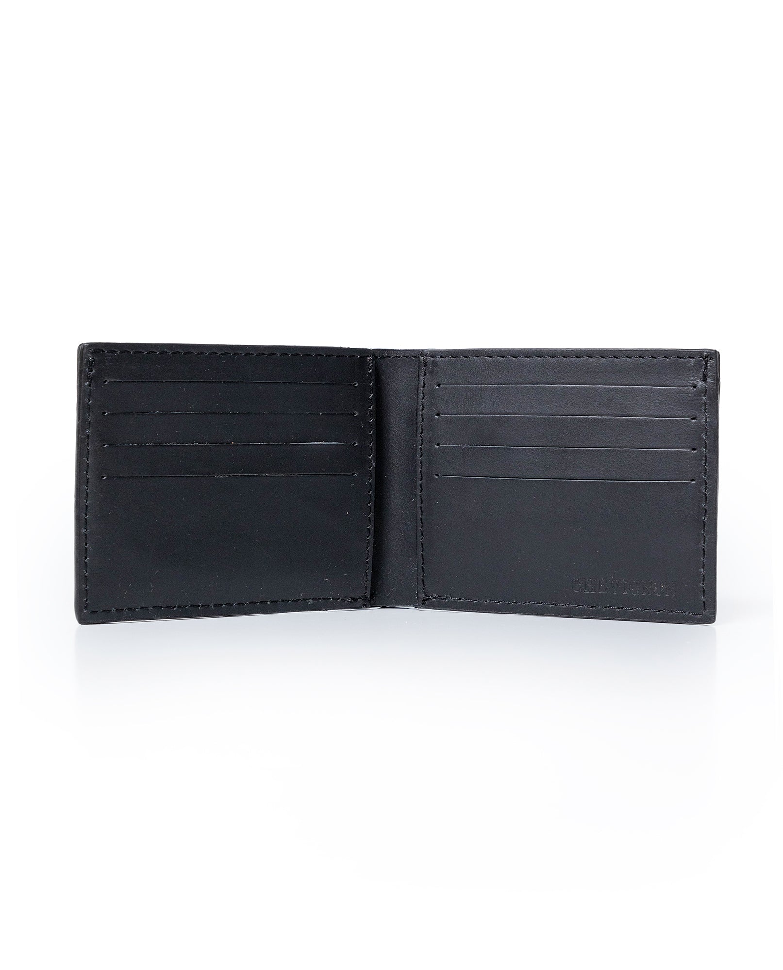 Mens Wallet Horizontal Aniline Aged Cowhide Leather Two Wing Artisan Flap Embossed Duck - Black 63_021H004_NEG194007_3