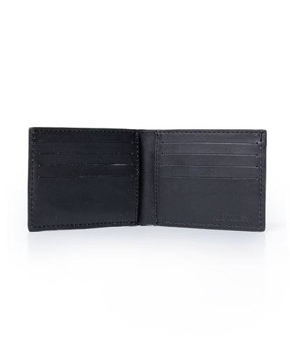 Mens Wallet Horizontal Aniline Aged Cowhide Leather Two Wing Artisan Flap Embossed Duck - Black 63_021H004_NEG194007_3