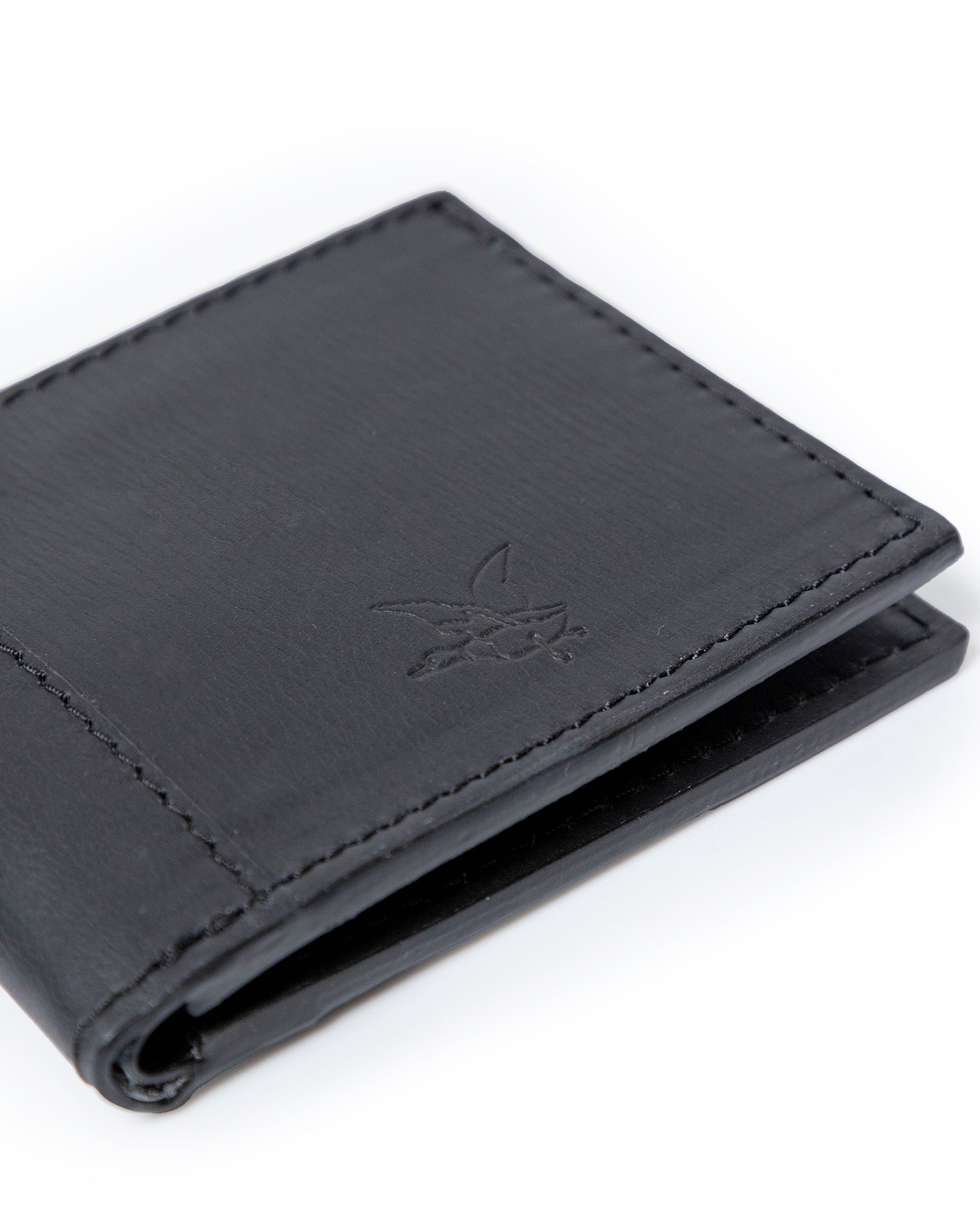 Mens Wallet Horizontal Aniline Aged Cowhide Leather Two Wing Artisan Flap Embossed Duck - Black 63_021H004_NEG194007_4
