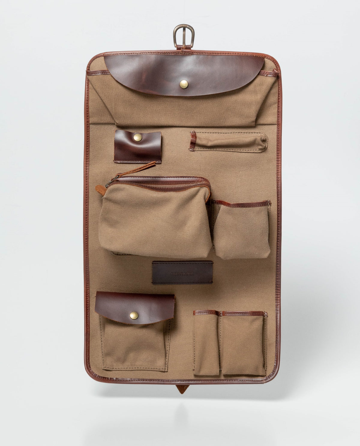 Men's Waxed Canvas Travel Organizer with Full-Grain Leather Details 022G008 - 2