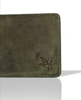 Semi-greased Leather Wallet 100% Cowhide - Green 029G004 - 2