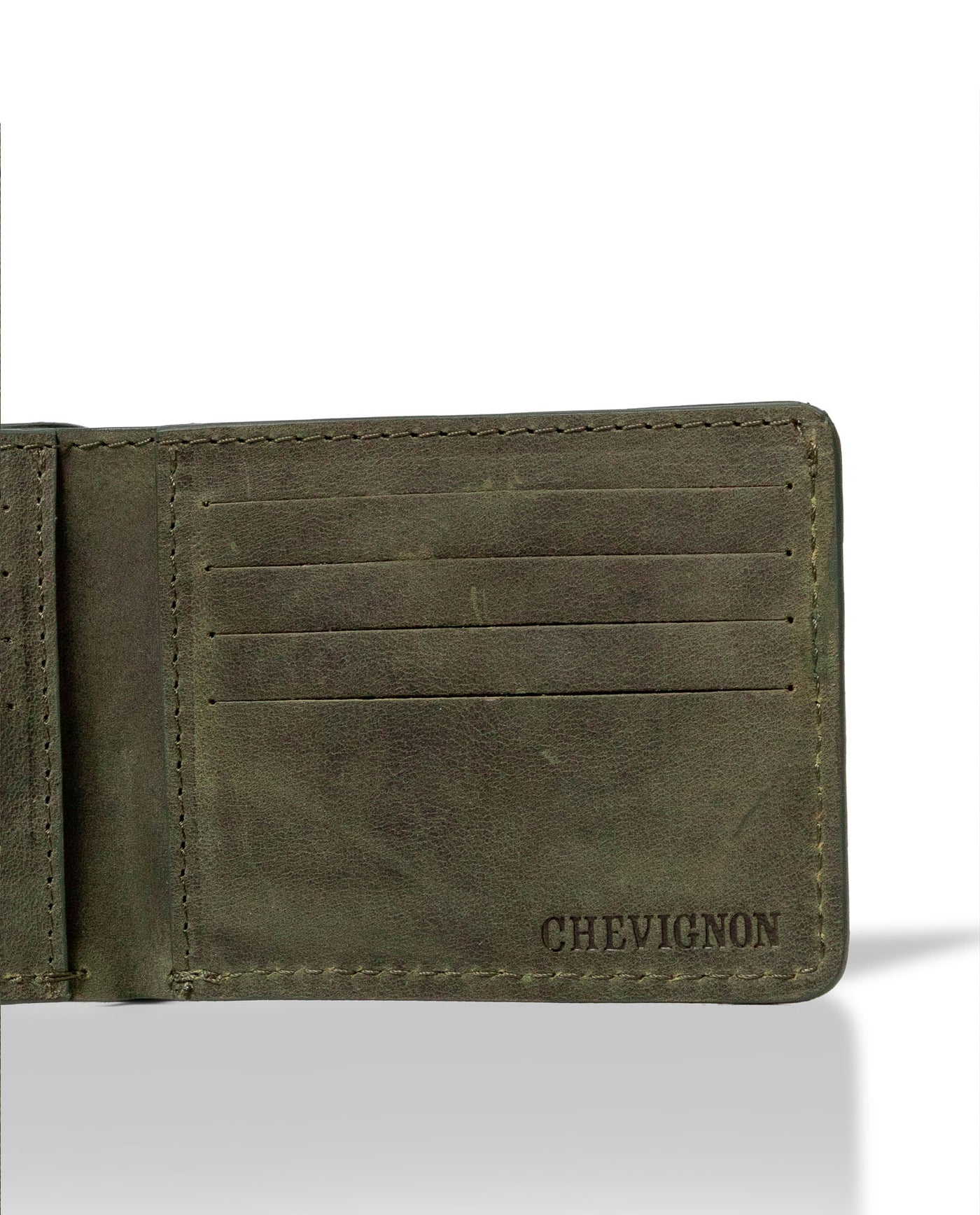 Semi-greased Leather Wallet 100% Cowhide - Green 029G004 - 5
