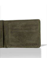 Semi-greased Leather Wallet 100% Cowhide - Green 029G004 - 5