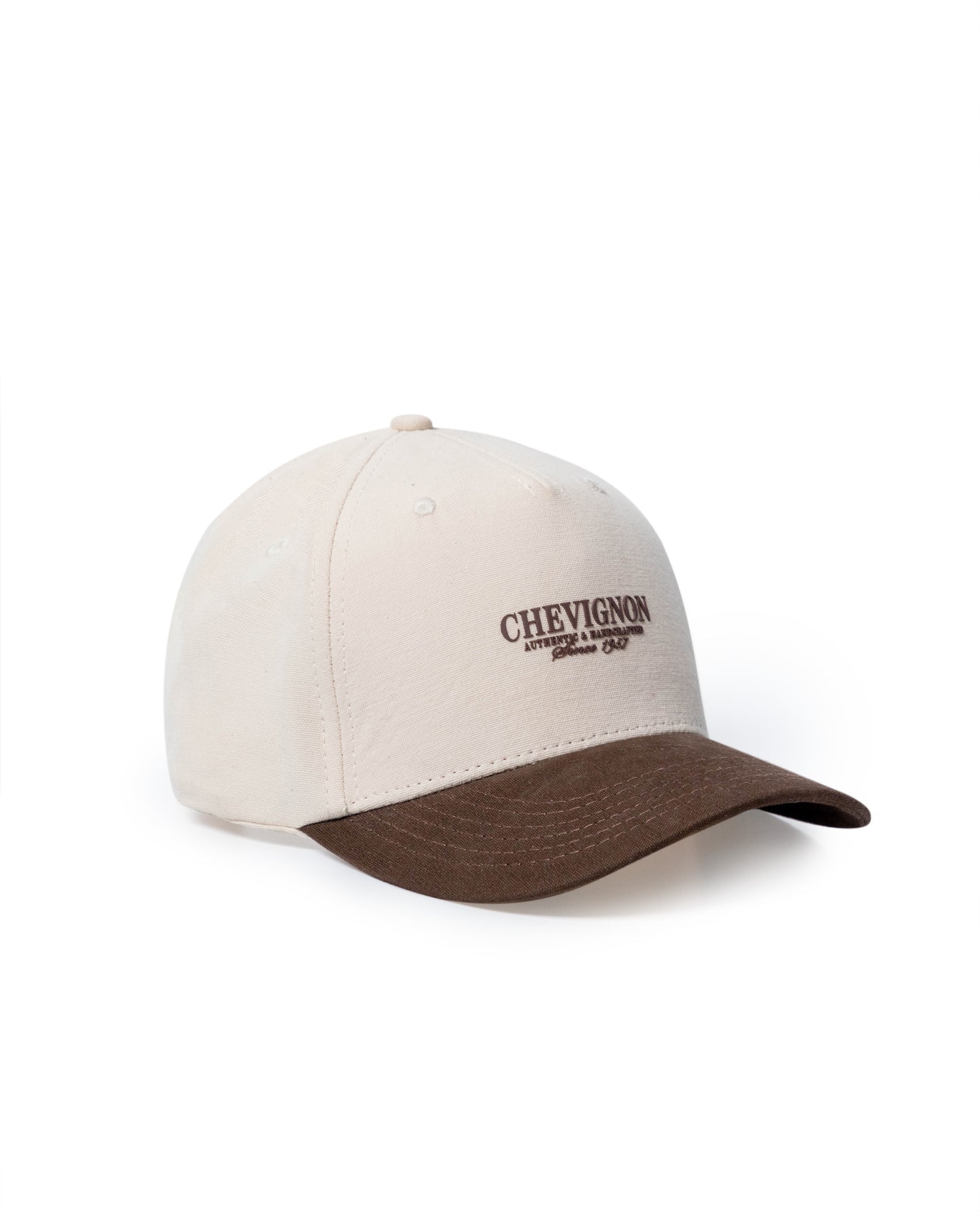 Unisex Cap 5 Panel Cotton Structured Front High Density Print Tone on Tone Embroidered Eyelets - Brown 63_031H000_CAF181033_0