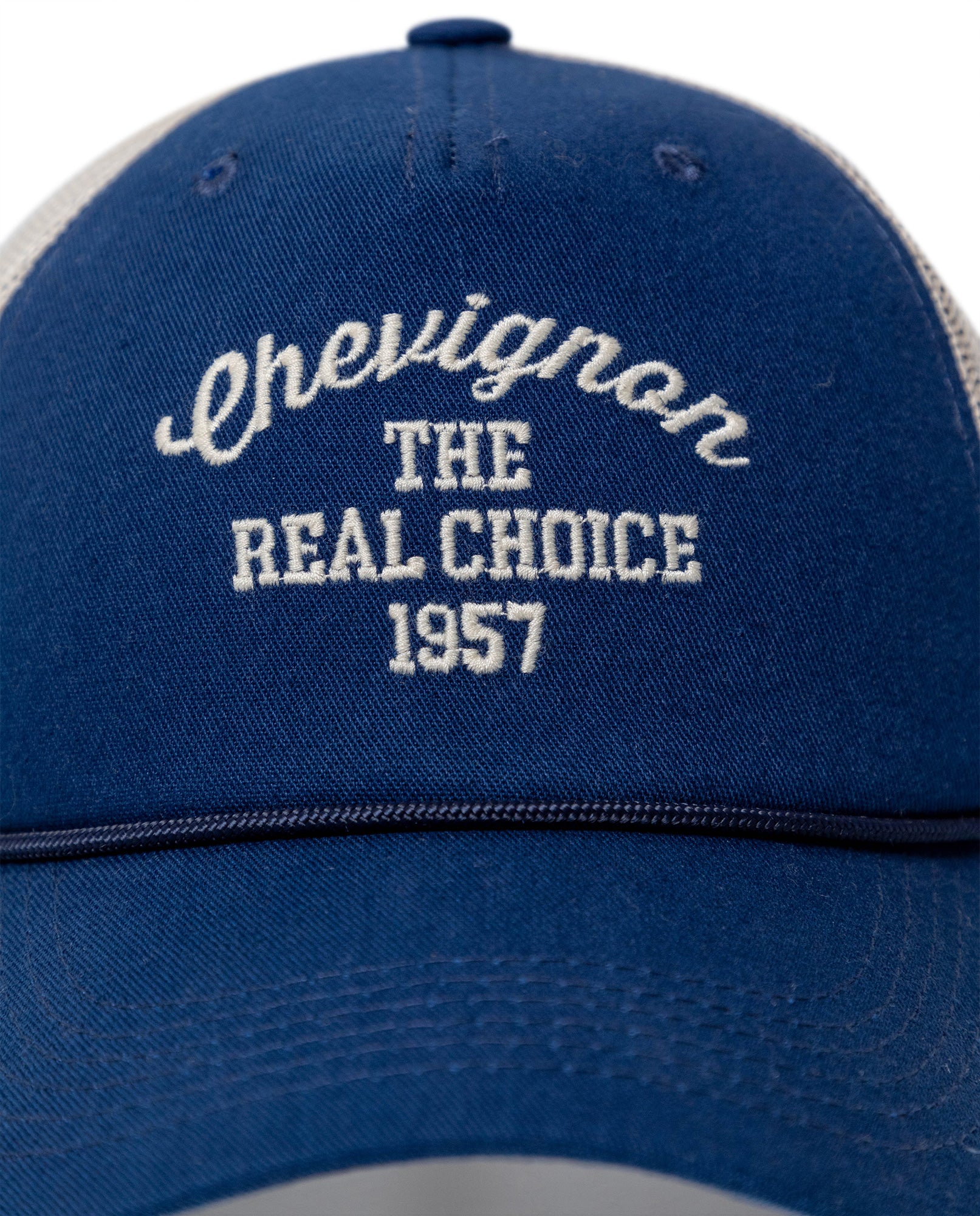 Unisex Cap Trucker 5 Panel Cotton Polyester Drill Raw Embroidered Graphic Cord Detail Plastic Strap - Blue 63_031H002_AZU154105_3