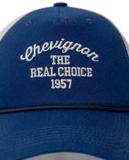 Unisex Cap Trucker 5 Panel Cotton Polyester Drill Raw Embroidered Graphic Cord Detail Plastic Strap - Blue 63_031H002_AZU154105_3