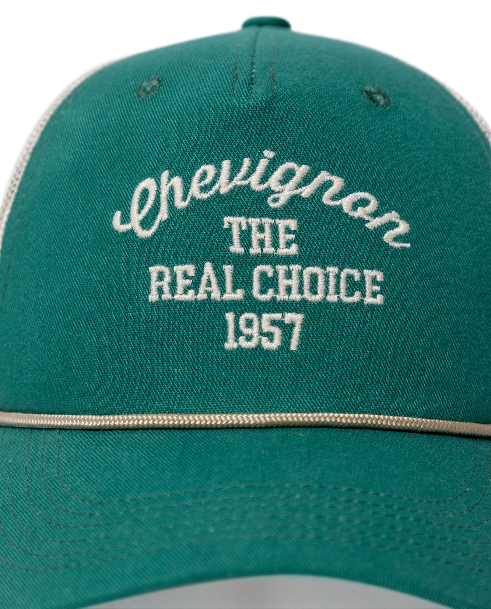 Unisex Cap Trucker 5 Panel Cotton Polyester Drill Raw Embroidered Graphic Cord Detail Plastic Strap - Green 63_031H002_VER125404_3