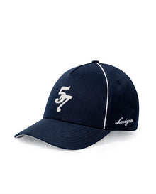 Unisex Cap 6 Panel Cotton Drill Structured Front Raw Contrast Piping Bilateral Embroidery Tone Eyelets - Blue 63_031H003_AZU174111_0