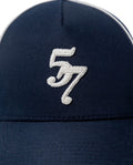 Unisex Cap 6 Panel Cotton Drill Structured Front Raw Contrast Piping Bilateral Embroidery Tone Eyelets - Blue 63_031H003_AZU174111_4