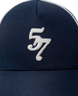 Unisex Cap 6 Panel Cotton Drill Structured Front Raw Contrast Piping Bilateral Embroidery Tone Eyelets - Blue 63_031H003_AZU174111_4