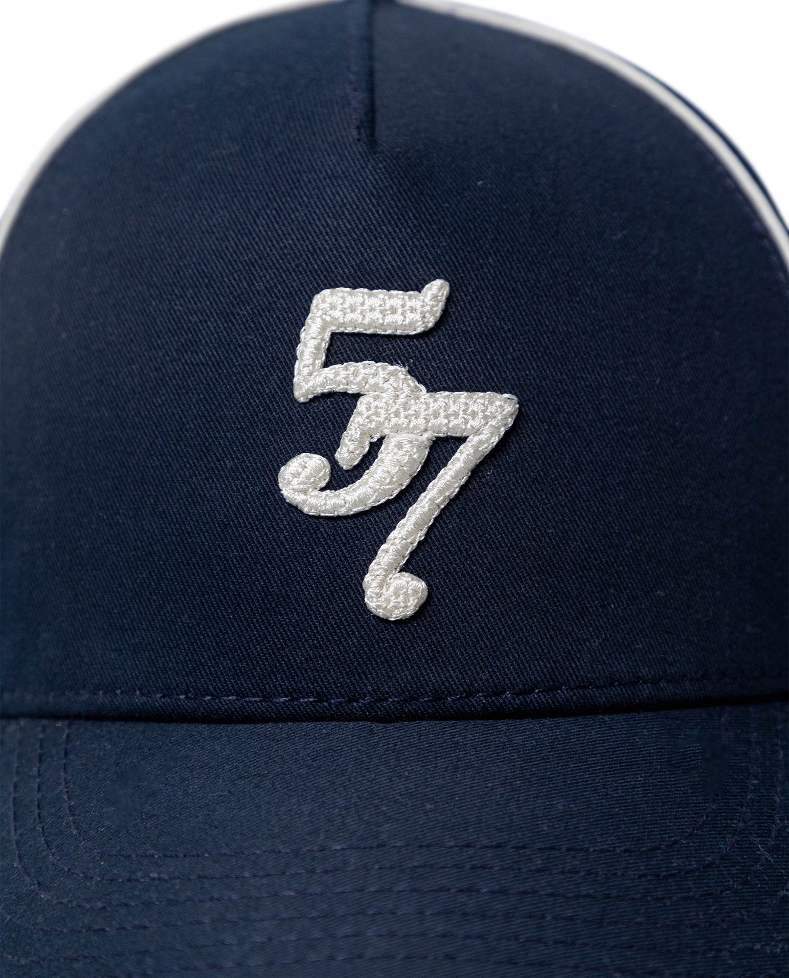 Unisex Cap 6 Panel Cotton Drill Structured Front Raw Contrast Piping Bilateral Embroidery Tone Eyelets - Blue 63_031H003_AZU174111_4