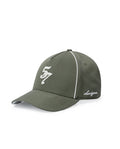 Unisex Cap 6 Panel Cotton Drill Structured Front Raw Contrast Piping Bilateral Embroidery Tone Eyelets - Khaki 63_031H003_CAQ150309_0