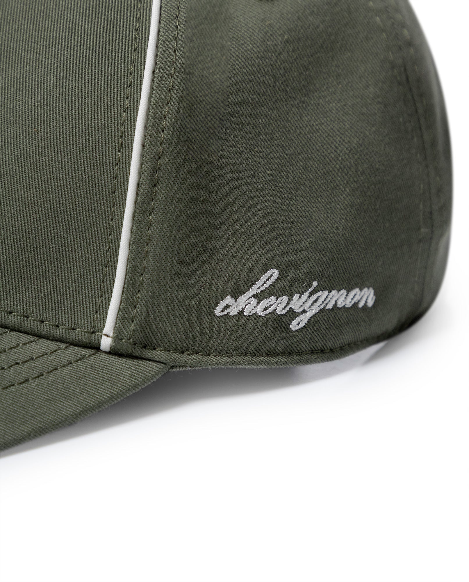 Unisex Cap 6 Panel Cotton Drill Structured Front Raw Contrast Piping Bilateral Embroidery Tone Eyelets - Khaki 63_031H003_CAQ150309_4