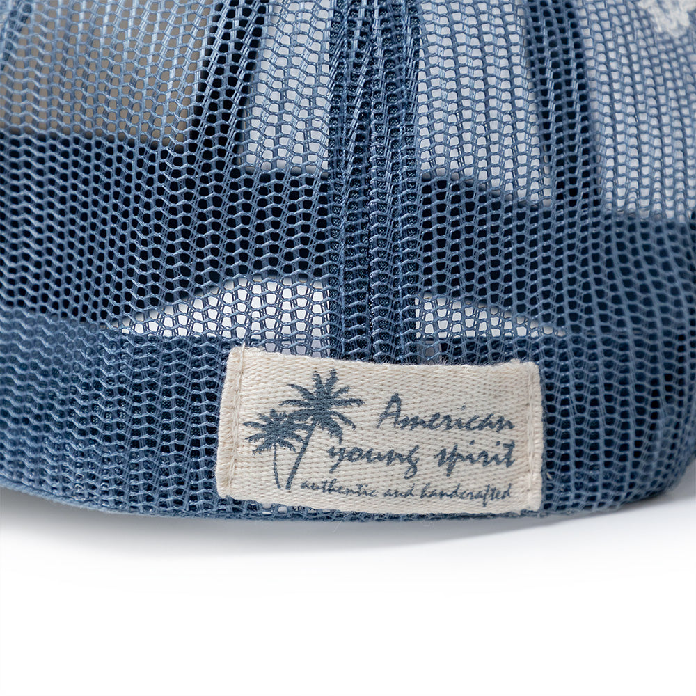 Unisex Cap Trucker Cotton Polyester Drill Structured Front Label Simulation Embroidery-Print Plastic Strap - Blue 63_031H006_AZU174033_3