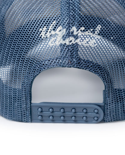 Unisex Cap Trucker Cotton Polyester Drill Structured Front Label Simulation Embroidery-Print Plastic Strap - Blue 63_031H006_AZU174033_4