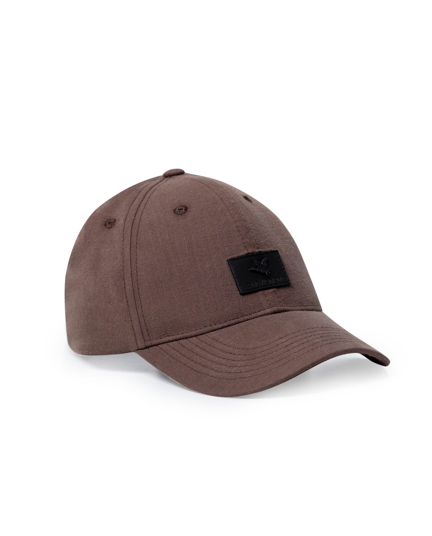 Unisex Cap 6 Panel Cotton Elastane Ripstop Structured Front Bilateral PVC Appliqué Raw Visor Bottom - Brown 63_031H007_CAF191325_0