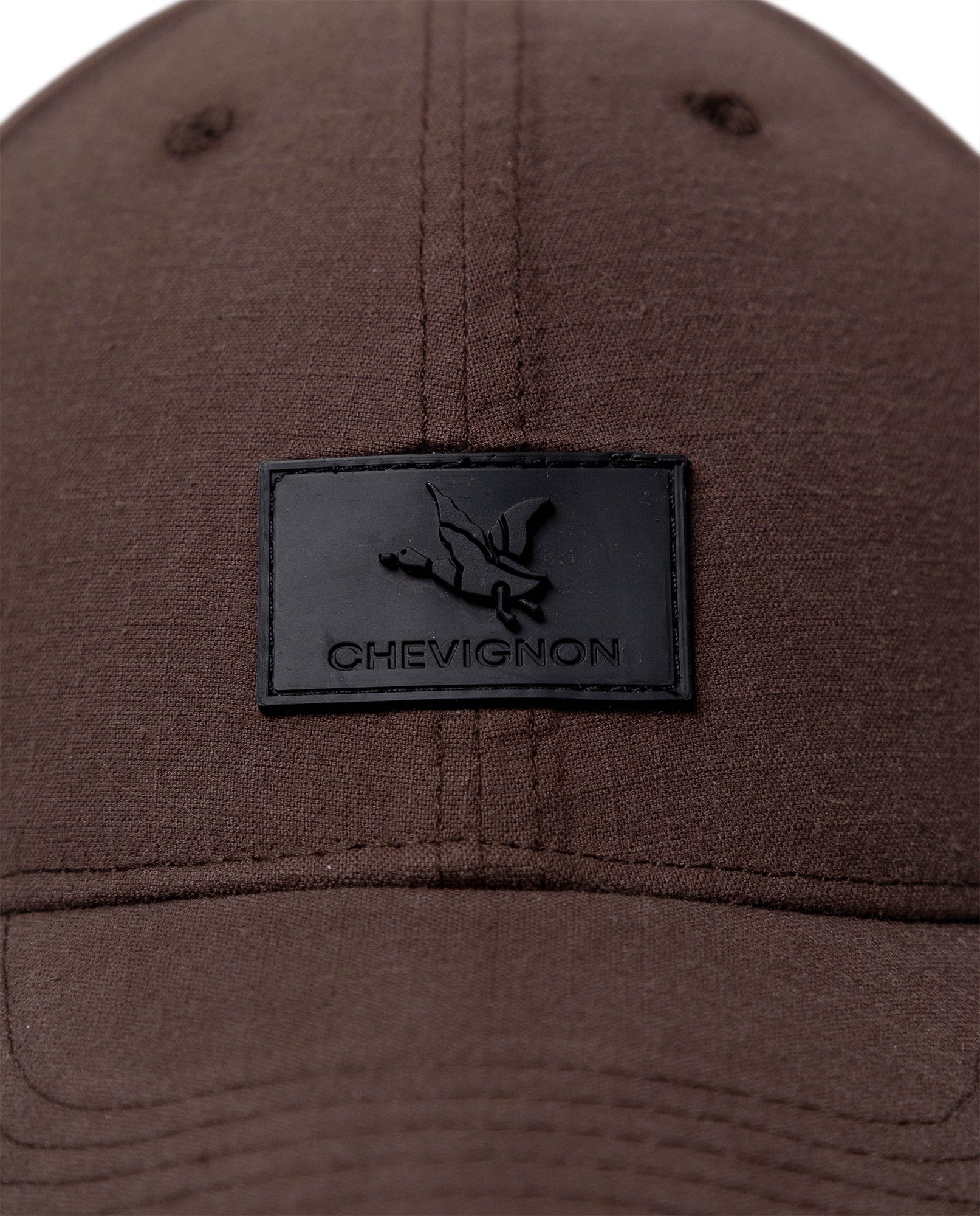 Unisex Cap 6 Panel Cotton Elastane Ripstop Structured Front Bilateral PVC Appliqué Raw Visor Bottom - Brown 63_031H007_CAF191325_3