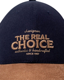 Unisex Cap 6 Panel Cotton Drill Corduroy Visor Structured Front Foam-Traditional Embroidery Combined Fabric Strap - Blue 63_031H009_AZU194052_3