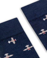 Mens Socks Mid Calf Cotton Elastane Airplane Graphics Chevignon - Blue 63_051H004_AZU184535_4