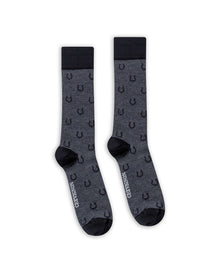Mens Socks Mid Calf Cotton Elastane Horseshoe Graphics Tone on Tone Chevignon - Black 63_051H005_NEG194007_0