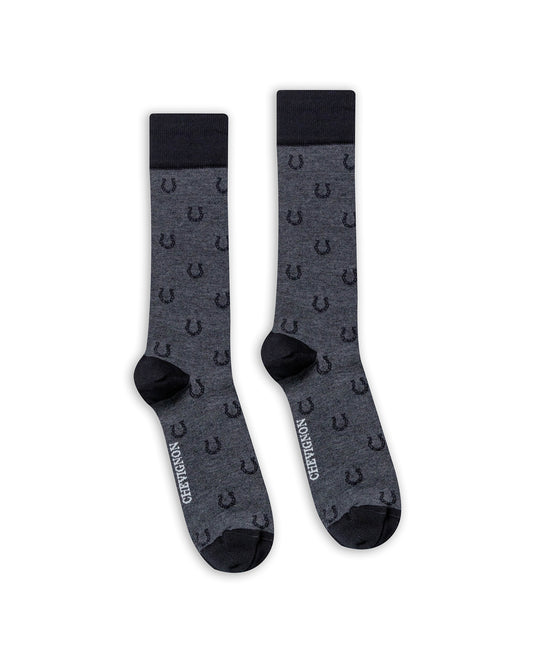 Mens Socks Mid Calf Cotton Elastane Horseshoe Graphics Tone on Tone Chevignon - Black 63_051H005_NEG194007_0