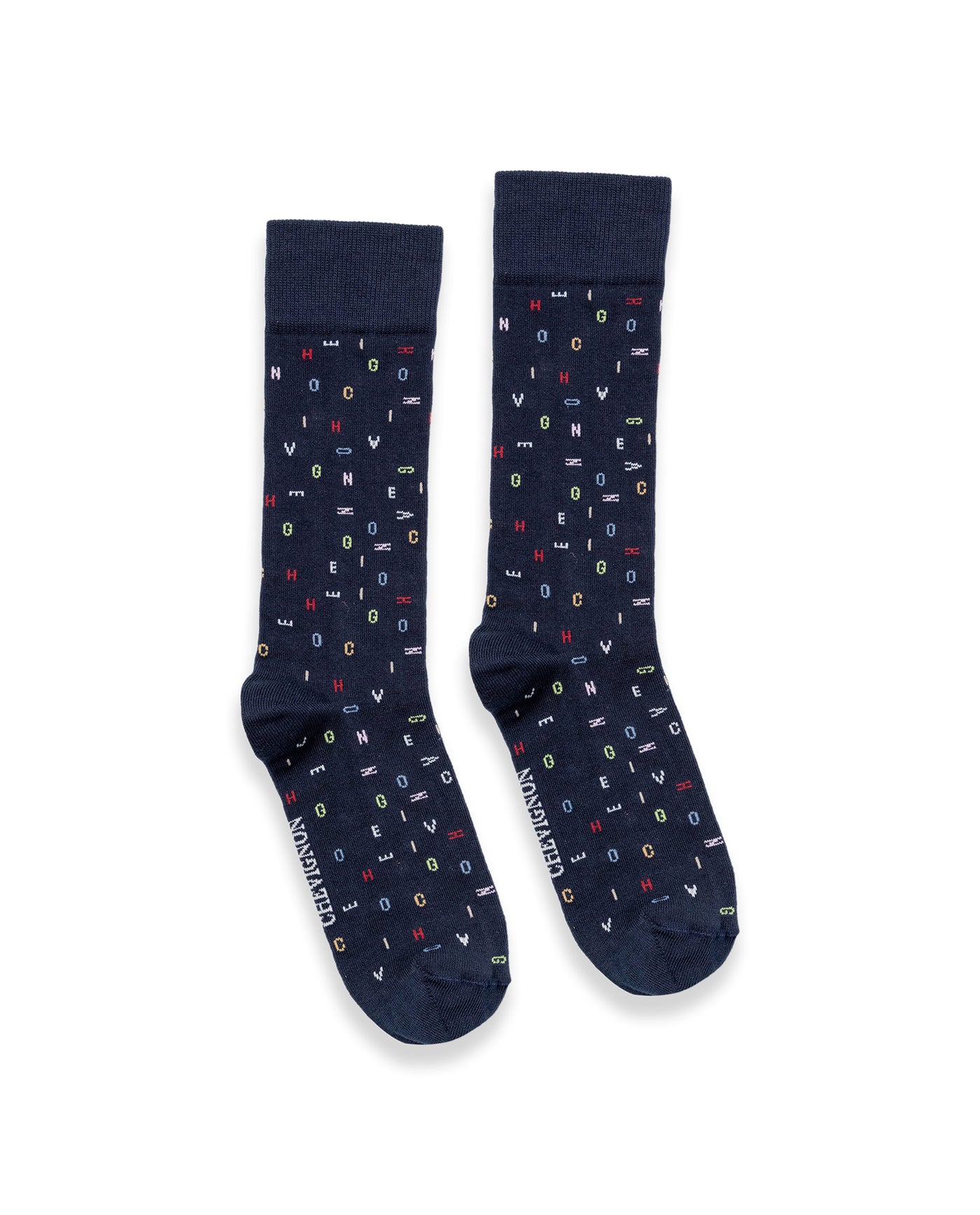Men's Letter Graphic Mid-Calf Socks in Cotton-Polyamide Blend 059G001 - 1