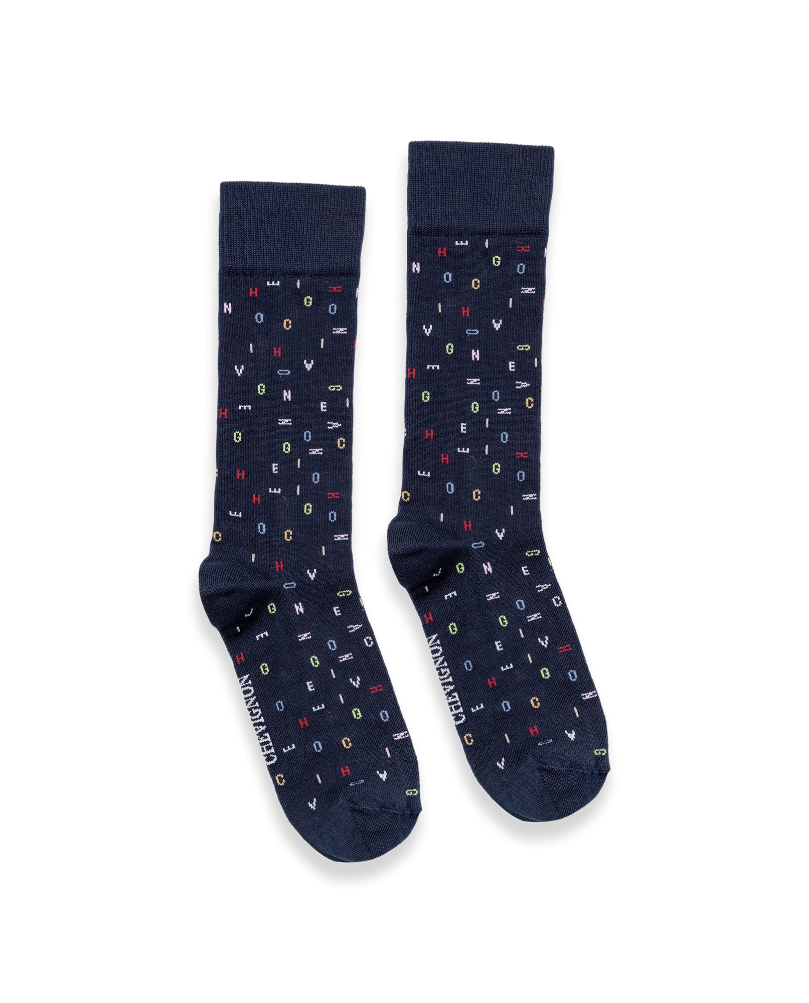 Men's Letter Graphic Mid-Calf Socks in Cotton-Polyamide Blend 059G001 - 1