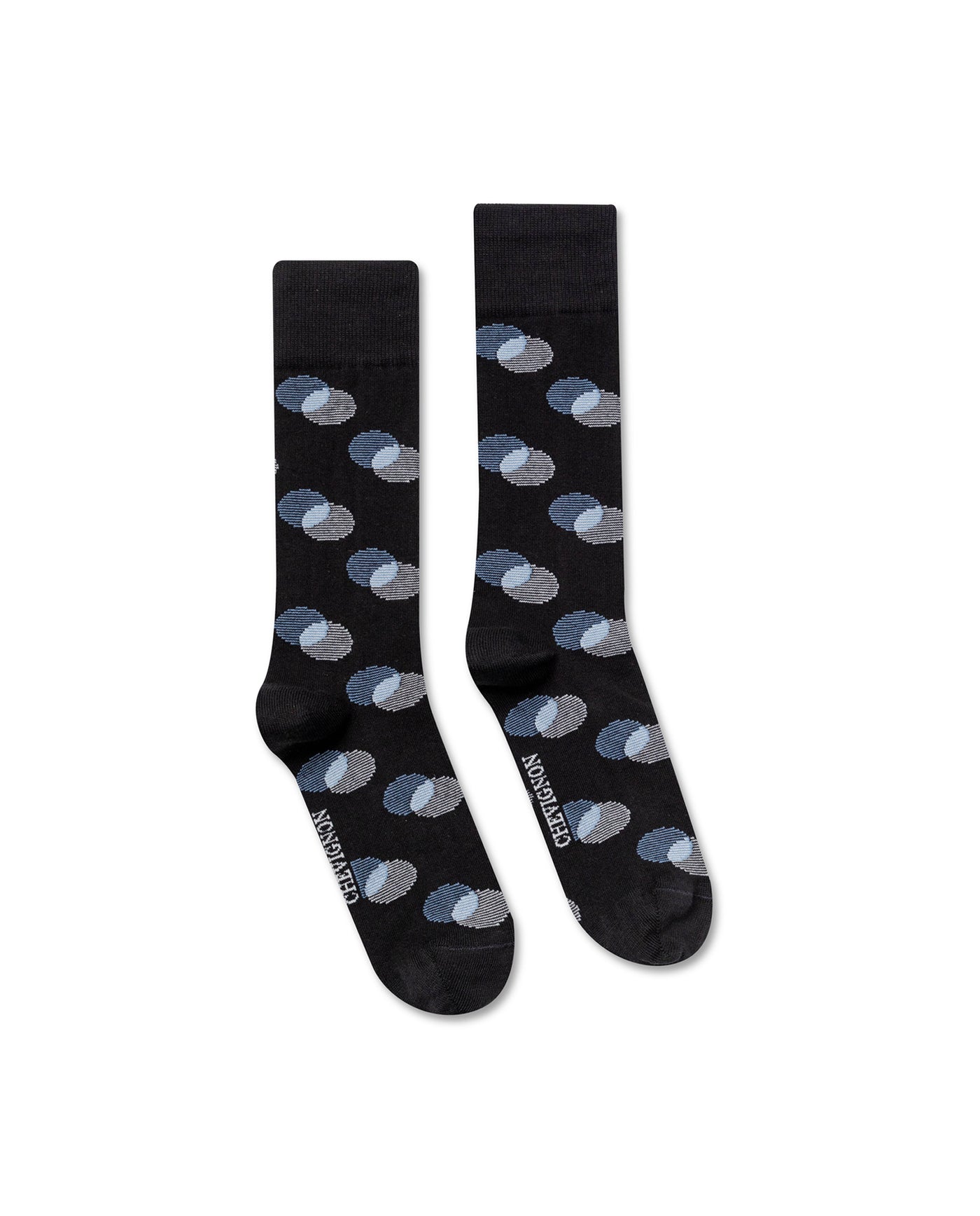 Men's Striped Sphere Graphic Mid-Calf Socks in Cotton-Polyamide Blend 059G003 - 1