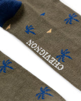 Men's Palm Tree Graphic Mid-Calf Socks in Cotton-Polyamide Blend 059G005 - 3
