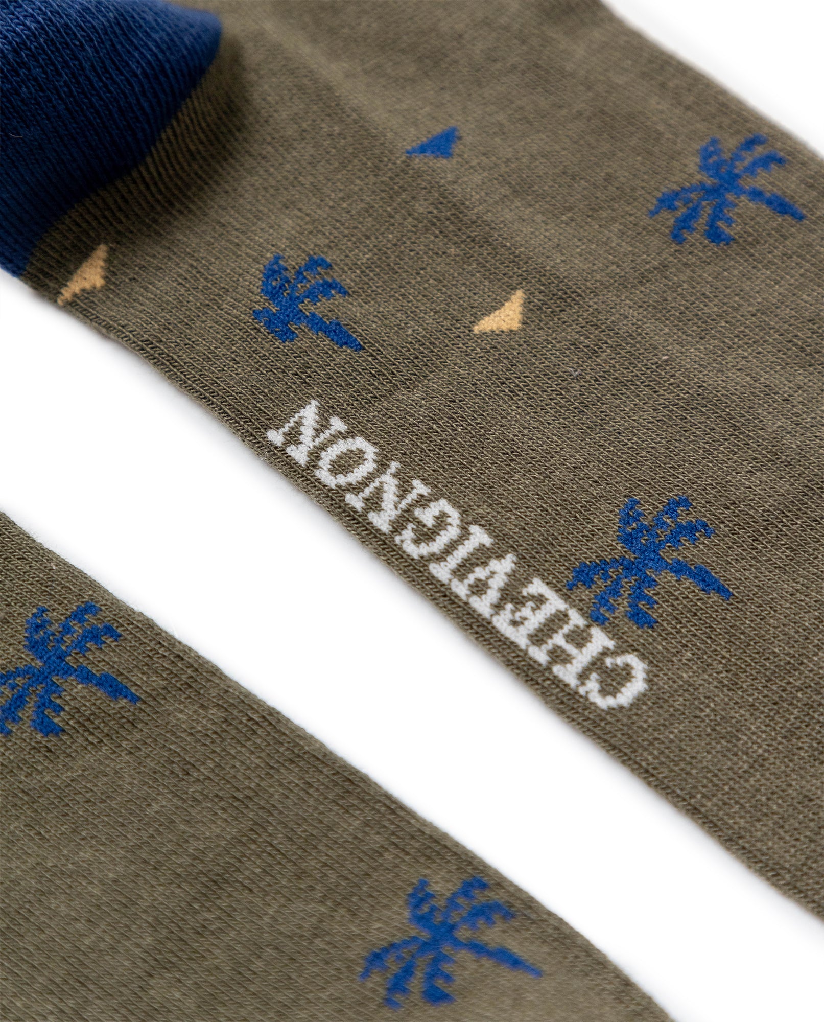 Men's Palm Tree Graphic Mid-Calf Socks in Cotton-Polyamide Blend 059G005 - 3