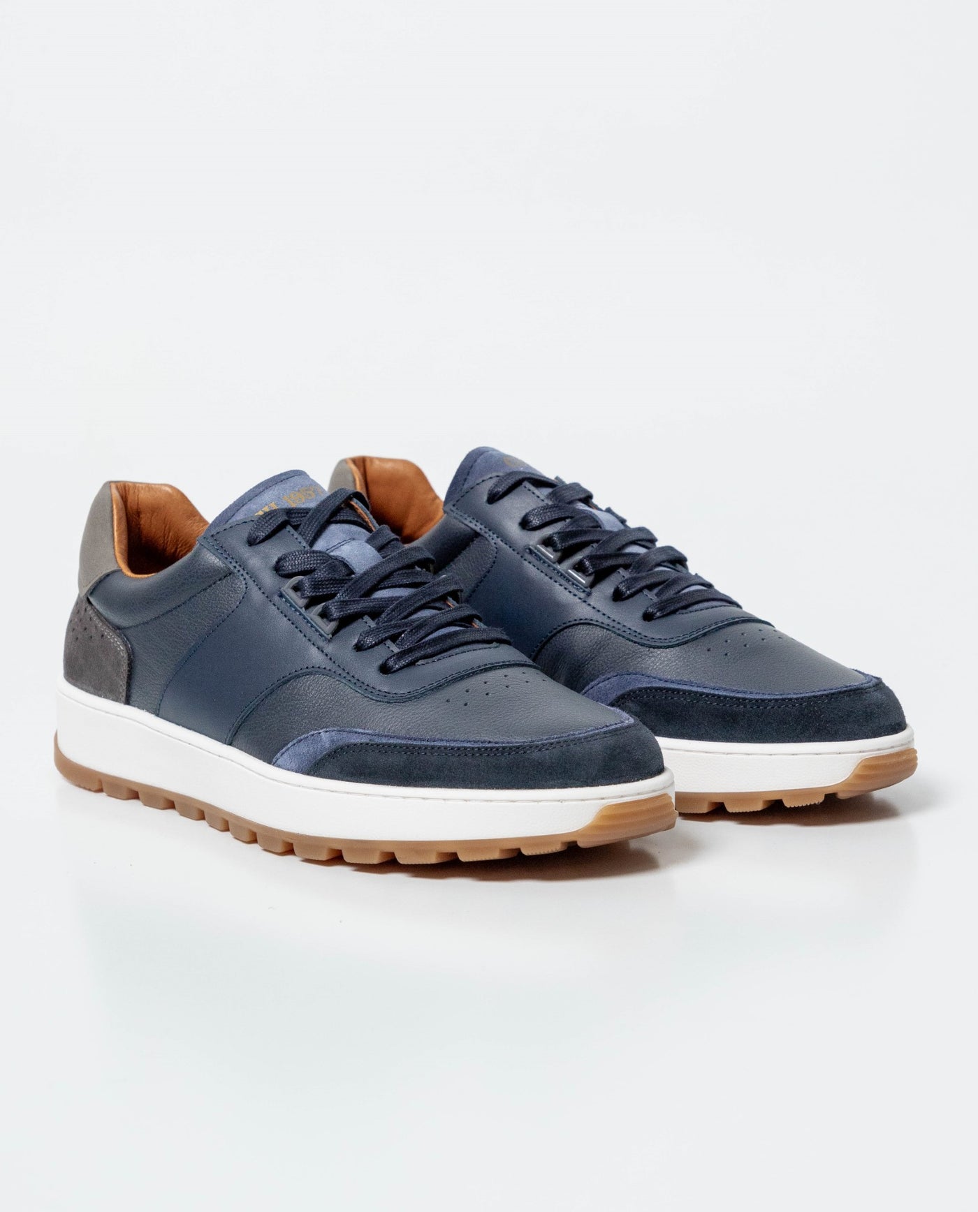 Men´s Leather Basketball-Style Sneakers - Blue 63_061G004_AZU193924_0