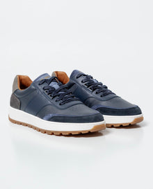 Men´s Leather Basketball-Style Sneakers - Blue 63_061G004_AZU193924_0