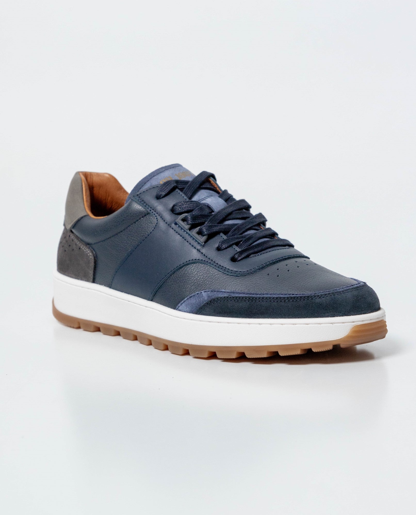 Men´s Leather Basketball-Style Sneakers - Blue 63_061G004_AZU193924_3