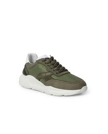 Mens Sneakers Runner Water Repellent Suede Leather Textile EVA Sole Bicolor Laces - Dark Green 63_061H003_VER195406_3