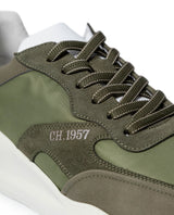 Mens Sneakers Runner Water Repellent Suede Leather Textile EVA Sole Bicolor Laces - Dark Green 63_061H003_VER195406_4