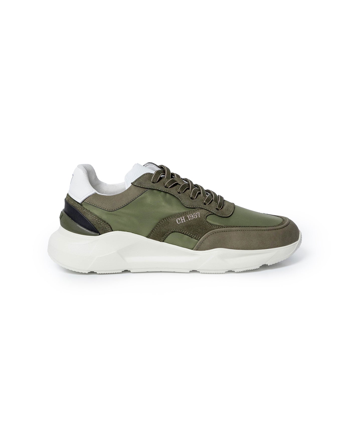 Mens Sneakers Runner Water Repellent Suede Leather Textile EVA Sole Bicolor Laces - Dark Green 63_061H003_VER195406_6