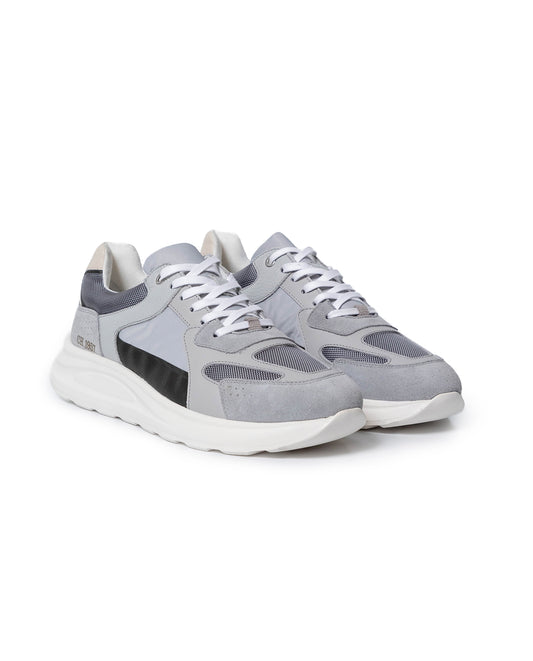 Mens Sneakers Runner Water Repellent Suede Textured Leather Athletic Textile Reflective Detail EVA - Gray 63_061H005_GRI154101_0