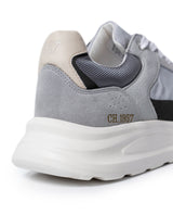 Mens Sneakers Runner Water Repellent Suede Textured Leather Athletic Textile Reflective Detail EVA - Gray 63_061H005_GRI154101_5