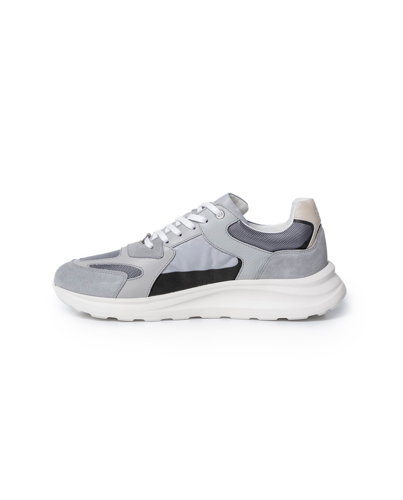 Mens Sneakers Runner Water Repellent Suede Textured Leather Athletic Textile Reflective Detail EVA - Gray 63_061H005_GRI154101_8