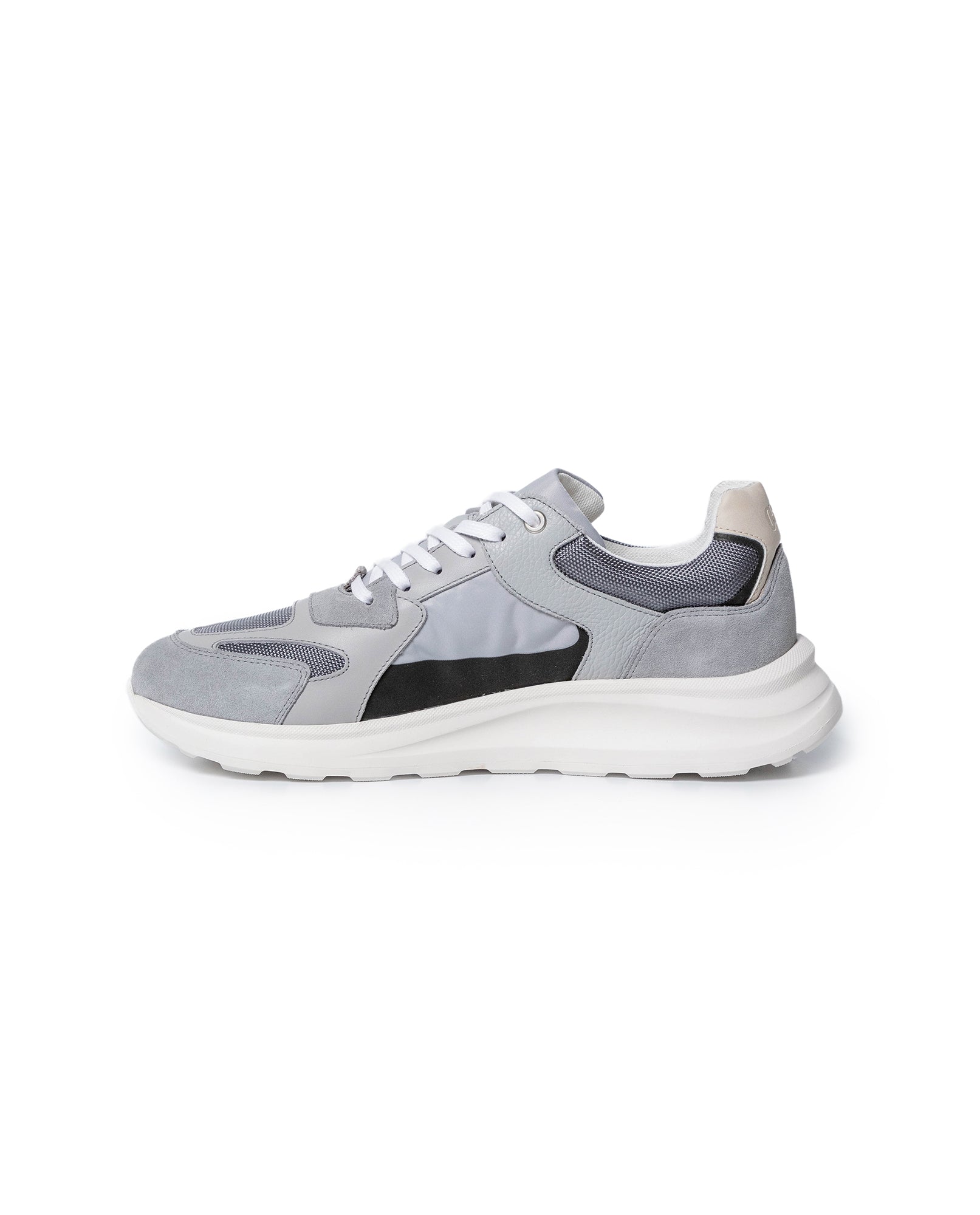Mens Sneakers Runner Water Repellent Suede Textured Leather Athletic Textile Reflective Detail EVA - Gray 63_061H005_GRI154101_8