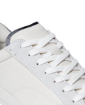 Mens Sneakers Flat Natural Grain Leather Suede Double Tongue Bicolor Rubber Sole - White 63_061H013_BLA110601_4