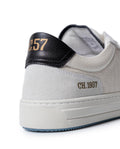 Mens Sneakers Flat Natural Grain Leather Suede Double Tongue Bicolor Rubber Sole - White 63_061H013_BLA110601_5